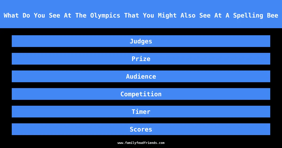 What Do You See At The Olympics That You Might Also See At A Spelling Bee answer
