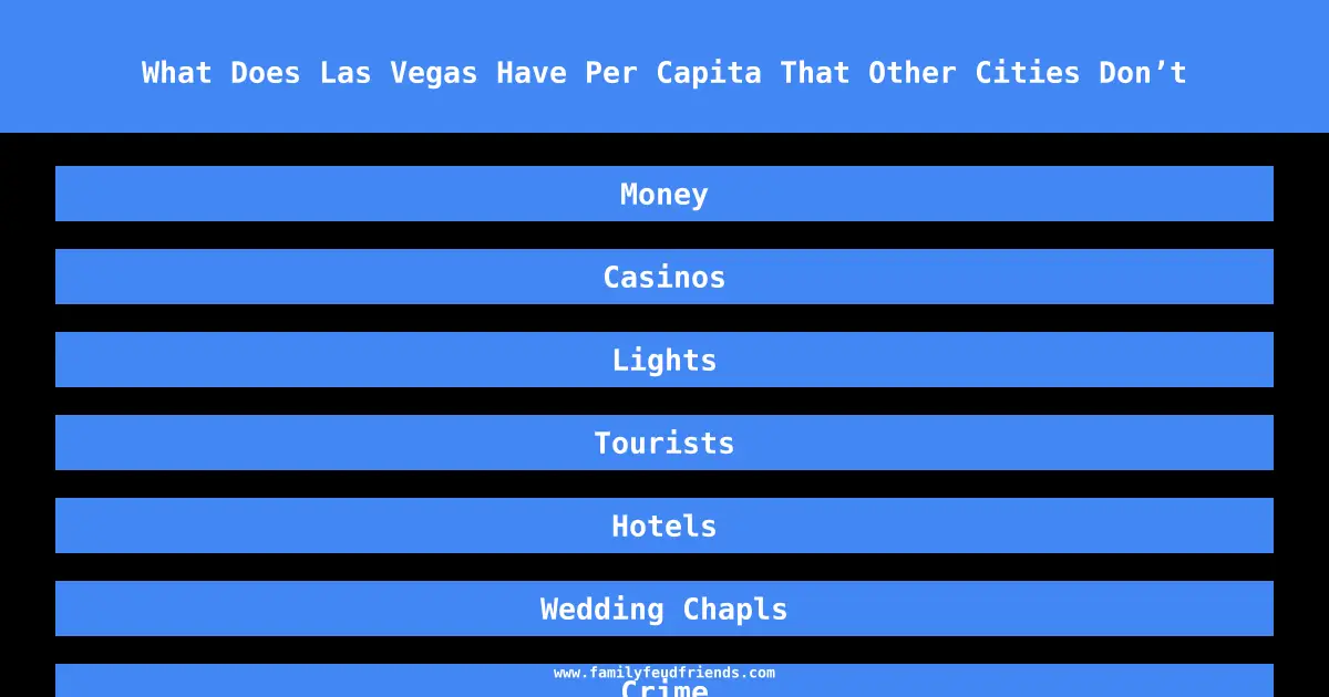 What Does Las Vegas Have Per Capita That Other Cities Don’t answer