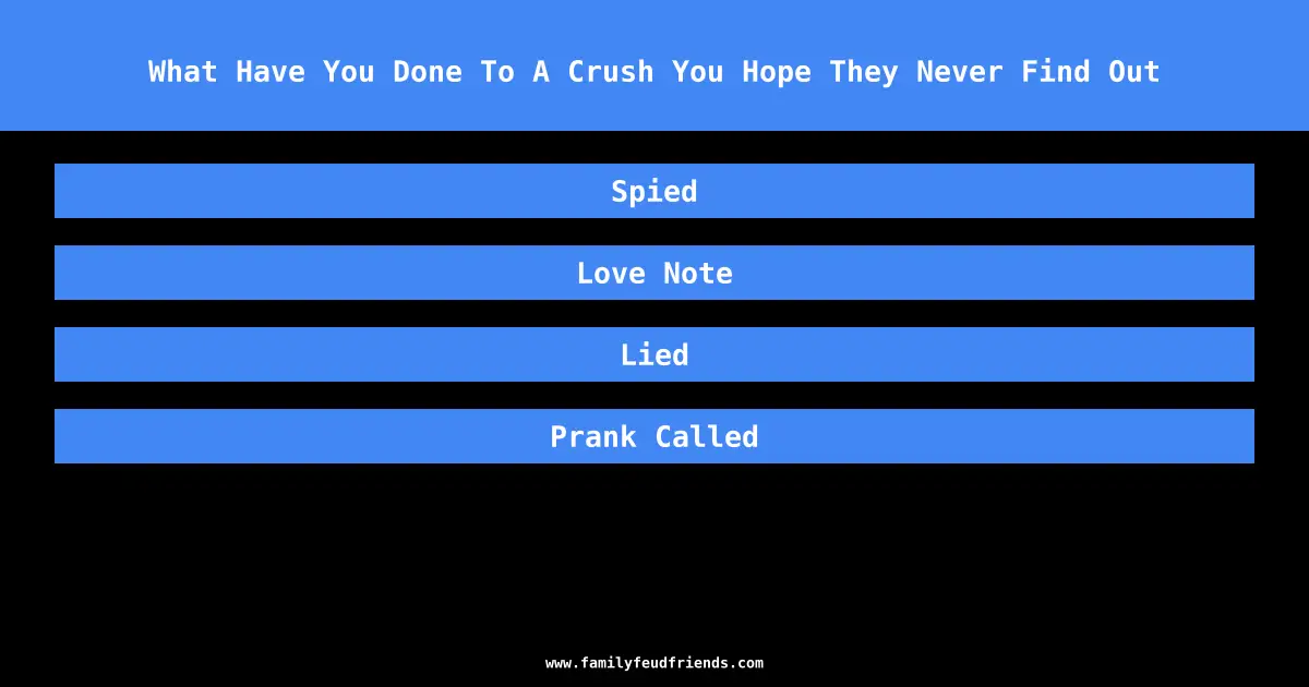 What Have You Done To A Crush You Hope They Never Find Out answer