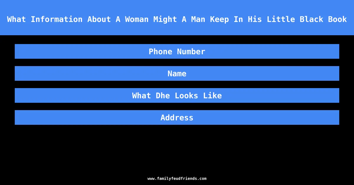 What Information About A Woman Might A Man Keep In His Little Black Book answer