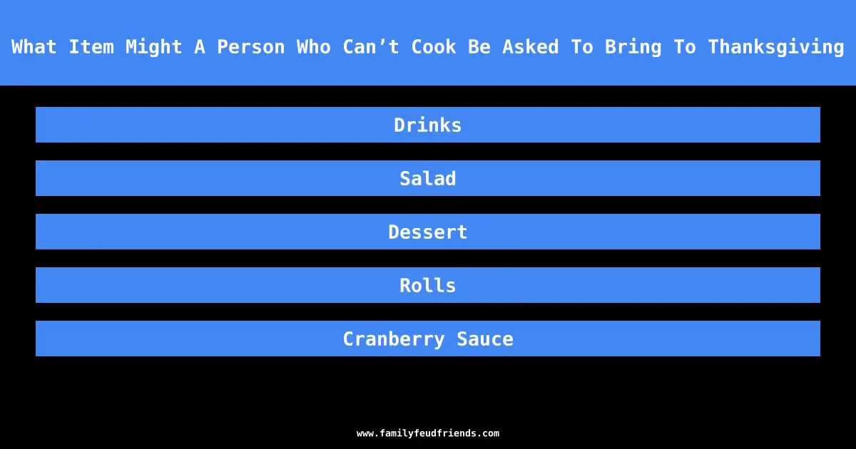 What Item Might A Person Who Can’t Cook Be Asked To Bring To Thanksgiving answer