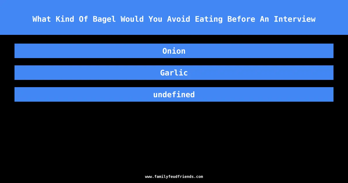 What Kind Of Bagel Would You Avoid Eating Before An Interview answer
