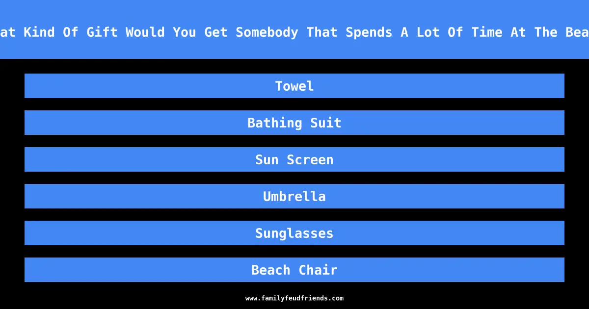 What Kind Of Gift Would You Get Somebody That Spends A Lot Of Time At The Beach answer