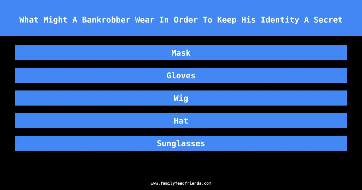 What Might A Bankrobber Wear In Order To Keep His Identity A Secret answer
