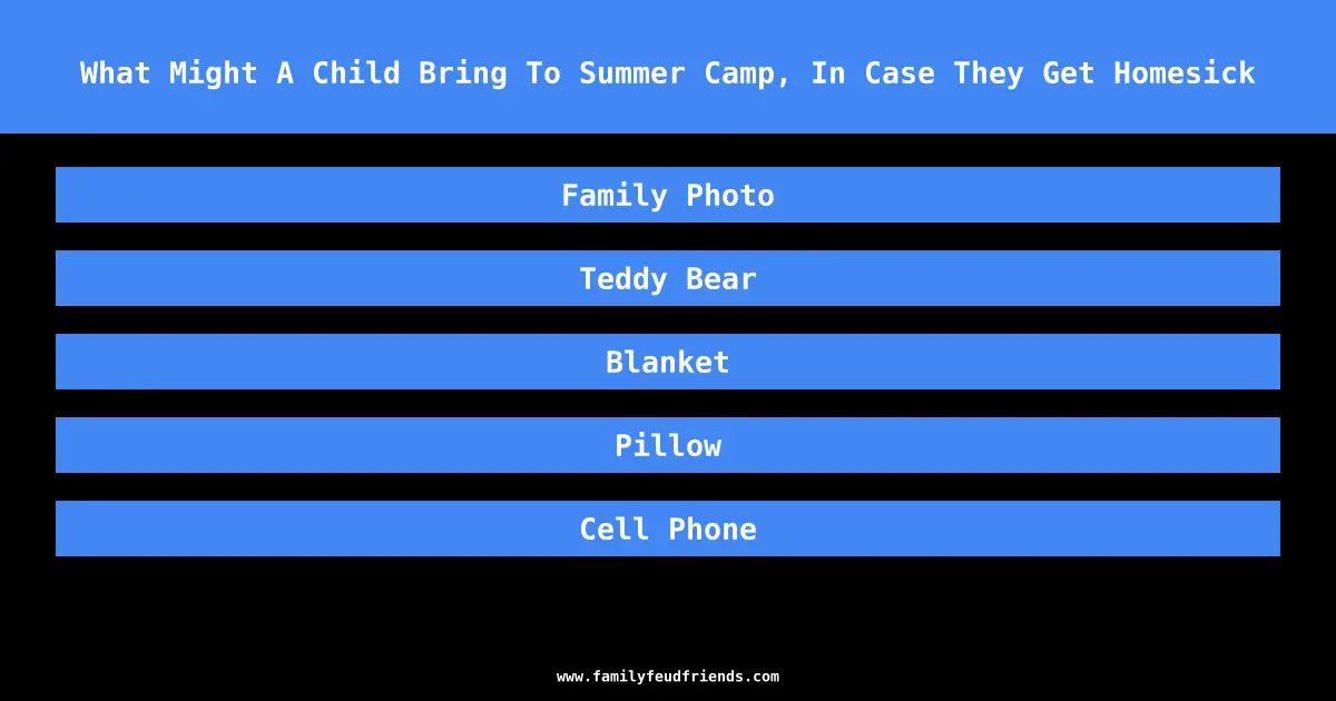 What Might A Child Bring To Summer Camp, In Case They Get Homesick answer