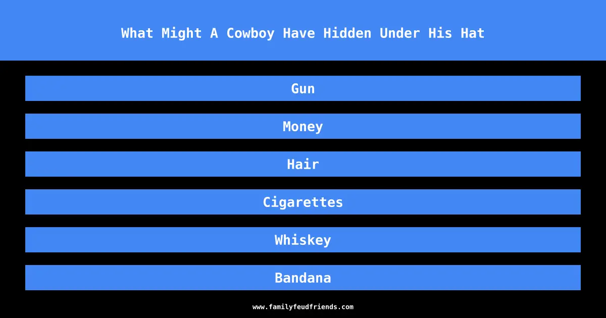 What Might A Cowboy Have Hidden Under His Hat answer