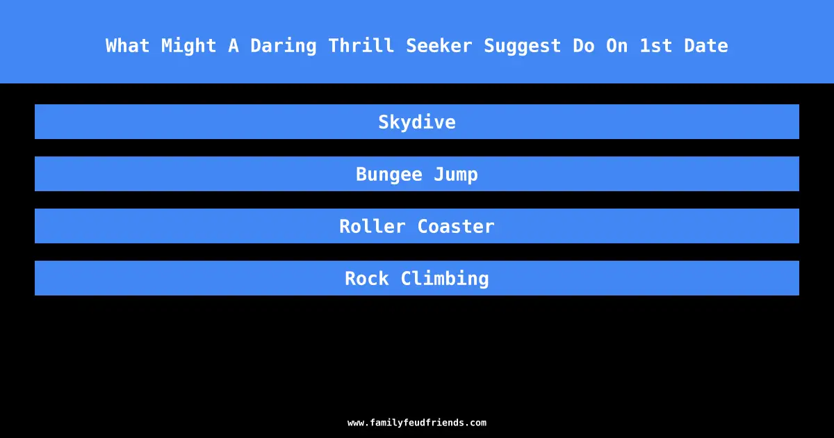 What Might A Daring Thrill Seeker Suggest Do On 1st Date answer