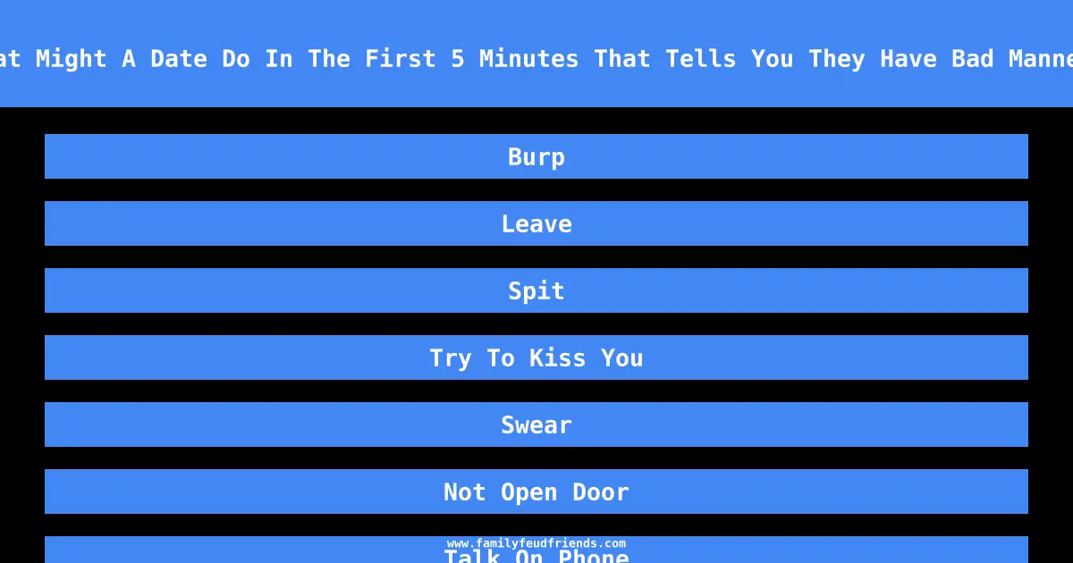 What Might A Date Do In The First 5 Minutes That Tells You They Have Bad Manners answer