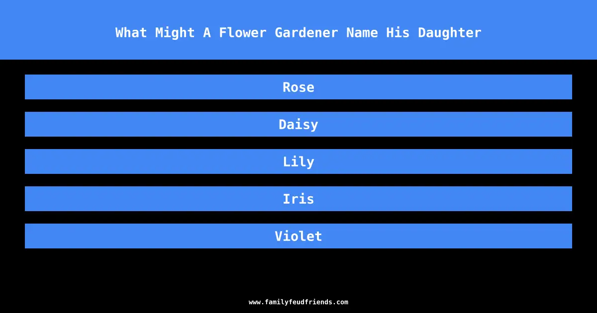 What Might A Flower Gardener Name His Daughter answer