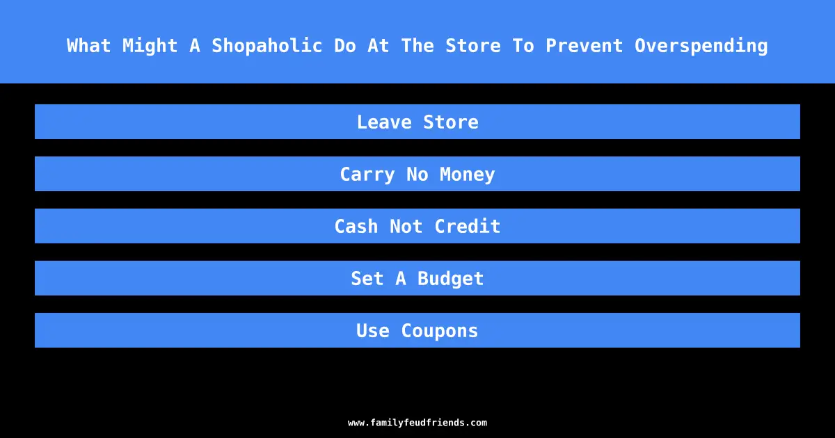 What Might A Shopaholic Do At The Store To Prevent Overspending answer