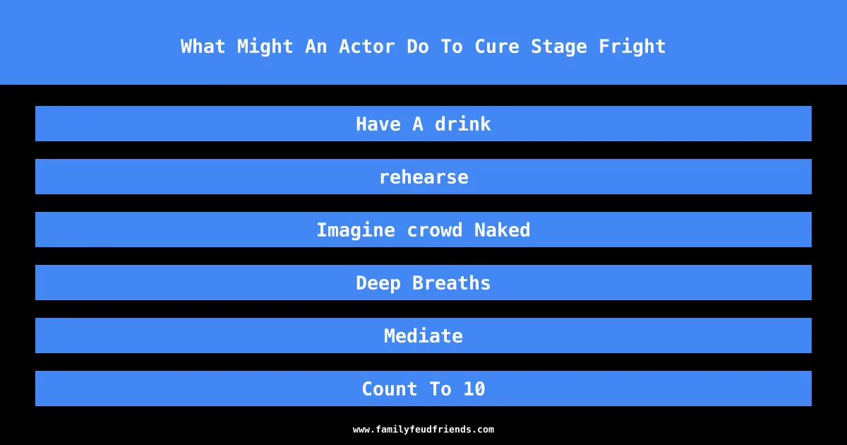 What Might An Actor Do To Cure Stage Fright answer