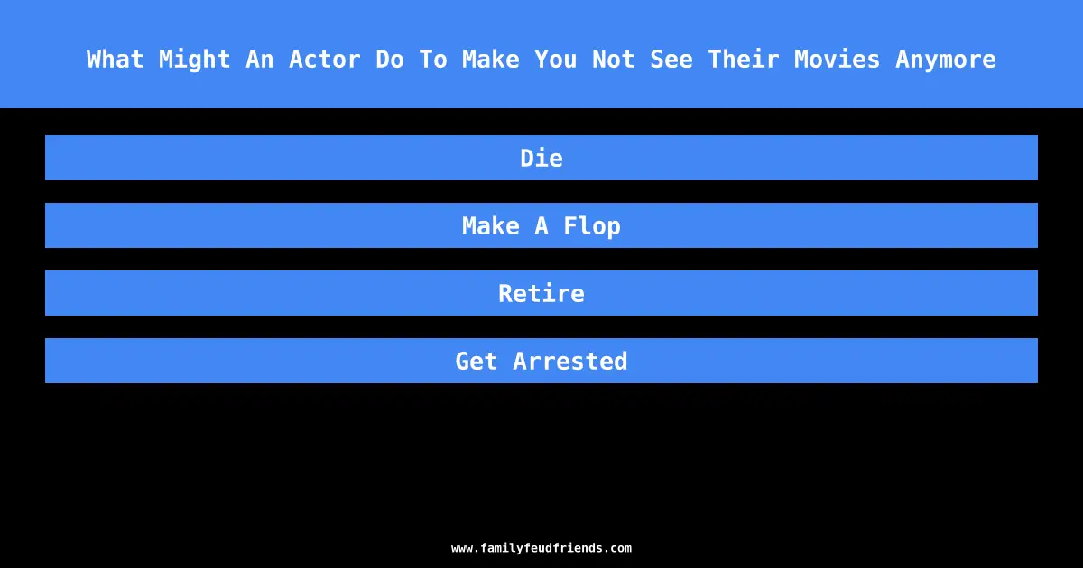 What Might An Actor Do To Make You Not See Their Movies Anymore answer