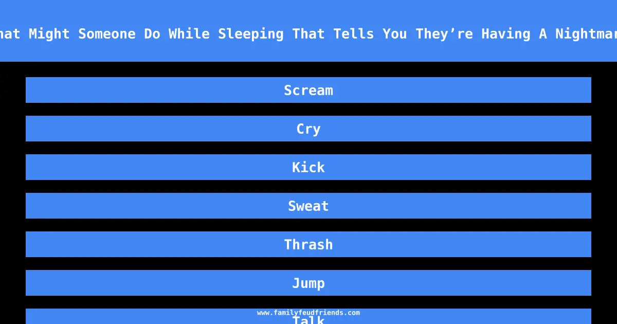 What Might Someone Do While Sleeping That Tells You They’re Having A Nightmare answer
