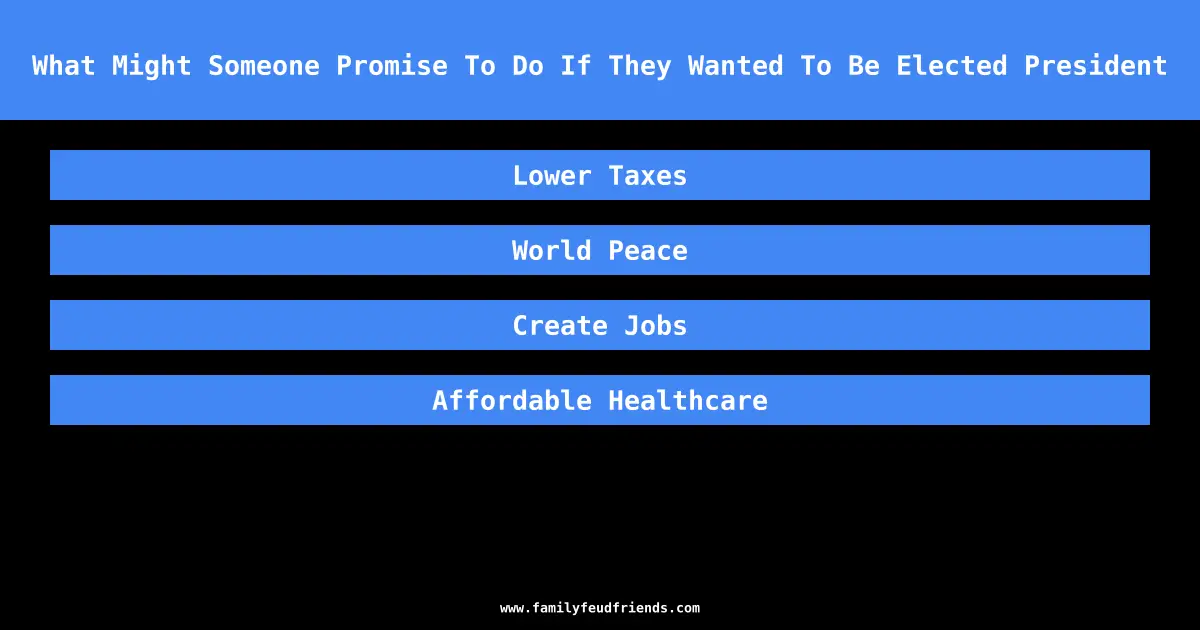 What Might Someone Promise To Do If They Wanted To Be Elected President answer