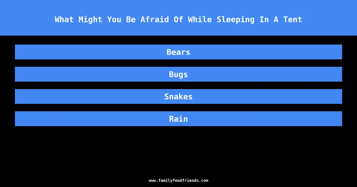 What Might You Be Afraid Of While Sleeping In A Tent answer