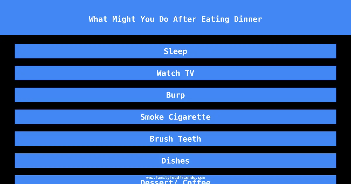 What Might You Do After Eating Dinner answer