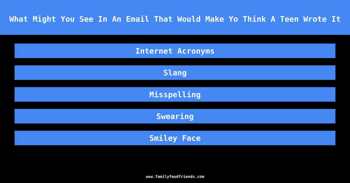 What Might You See In An Email That Would Make Yo Think A Teen Wrote It answer
