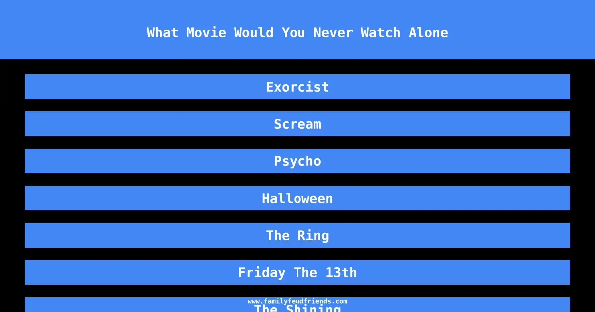 What Movie Would You Never Watch Alone answer