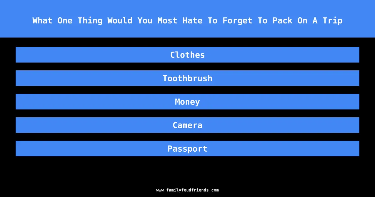 What One Thing Would You Most Hate To Forget To Pack On A Trip answer