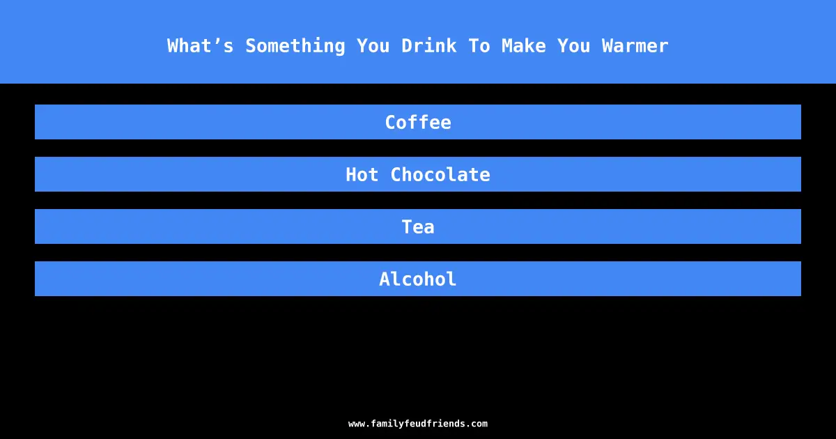 What’s Something You Drink To Make You Warmer answer