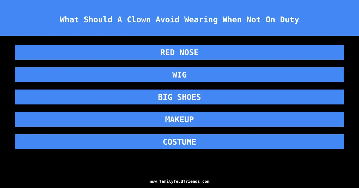 What Should A Clown Avoid Wearing When Not On Duty answer