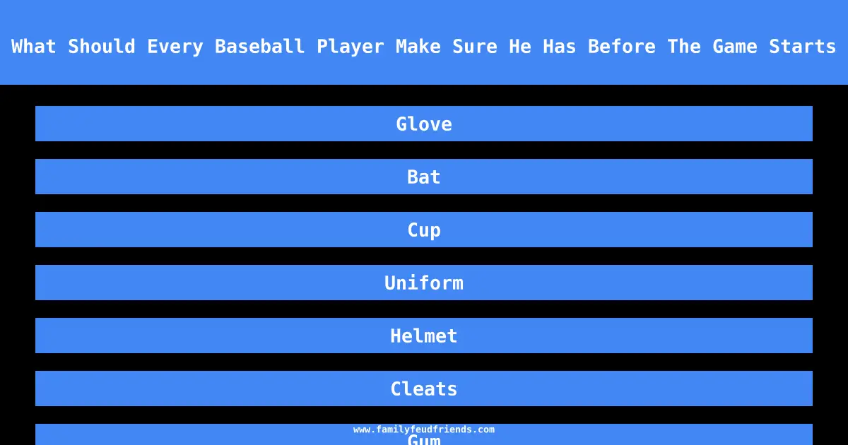 What Should Every Baseball Player Make Sure He Has Before The Game Starts answer