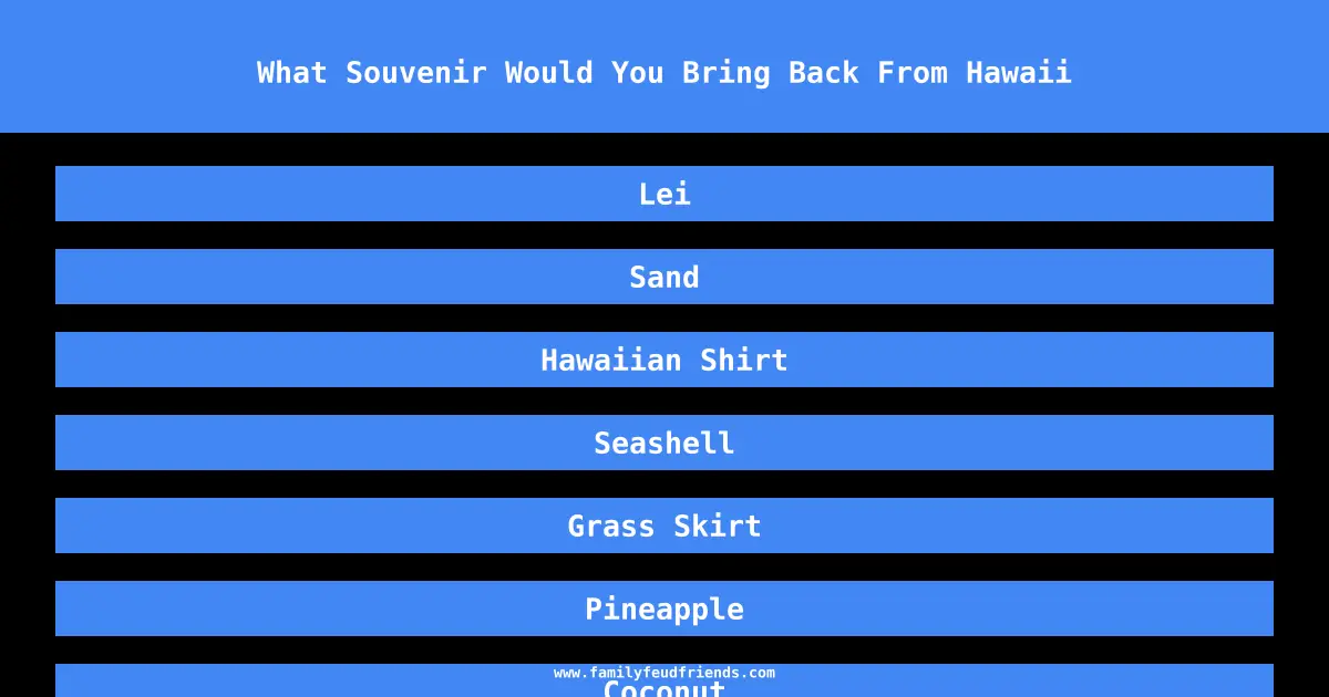 What Souvenir Would You Bring Back From Hawaii answer