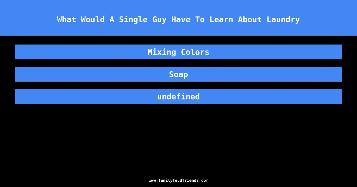 What Would A Single Guy Have To Learn About Laundry answer