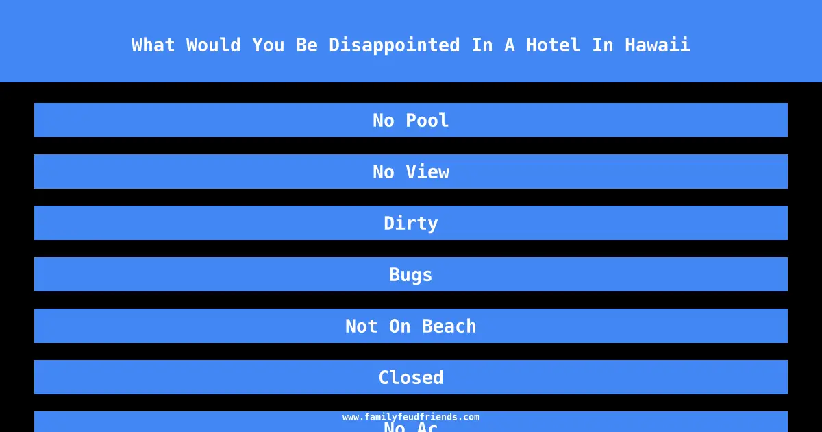 What Would You Be Disappointed In A Hotel In Hawaii answer