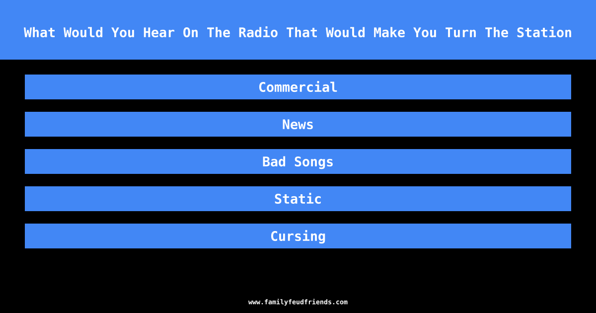 What Would You Hear On The Radio That Would Make You Turn The Station answer
