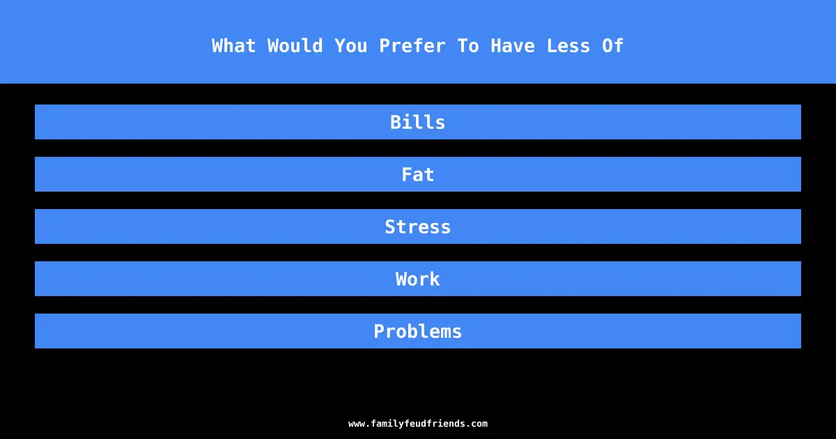 What Would You Prefer To Have Less Of answer