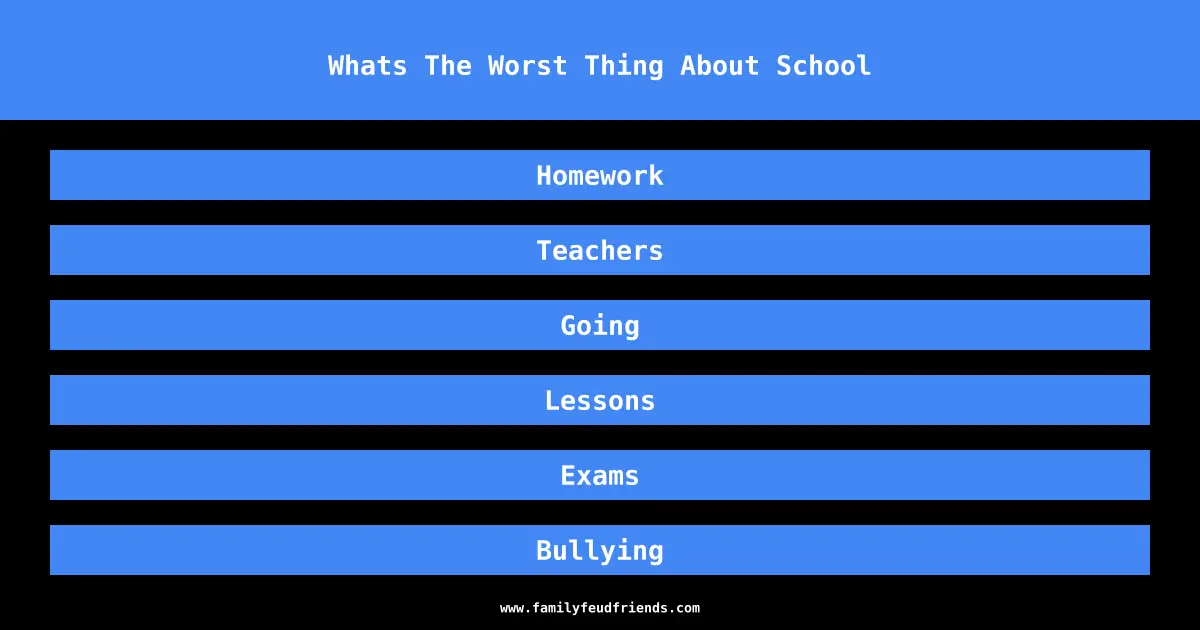 Whats The Worst Thing About School answer