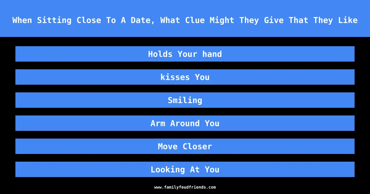 When Sitting Close To A Date, What Clue Might They Give That They Like answer