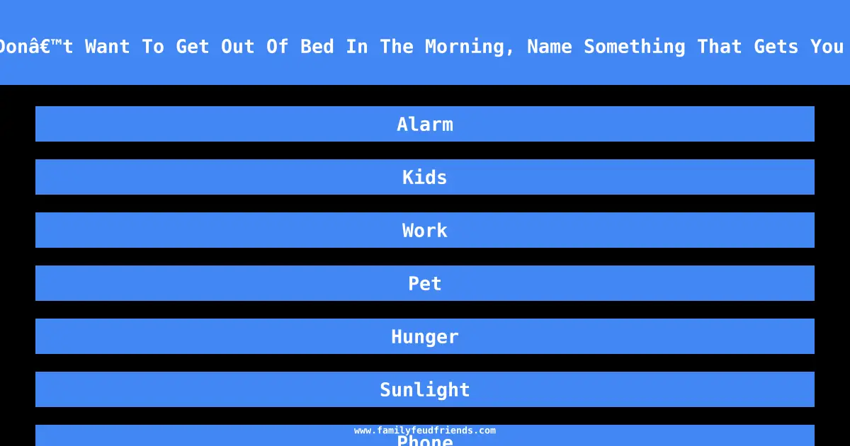 When You Donâ€™t Want To Get Out Of Bed In The Morning, Name Something That Gets You Up Anyway answer