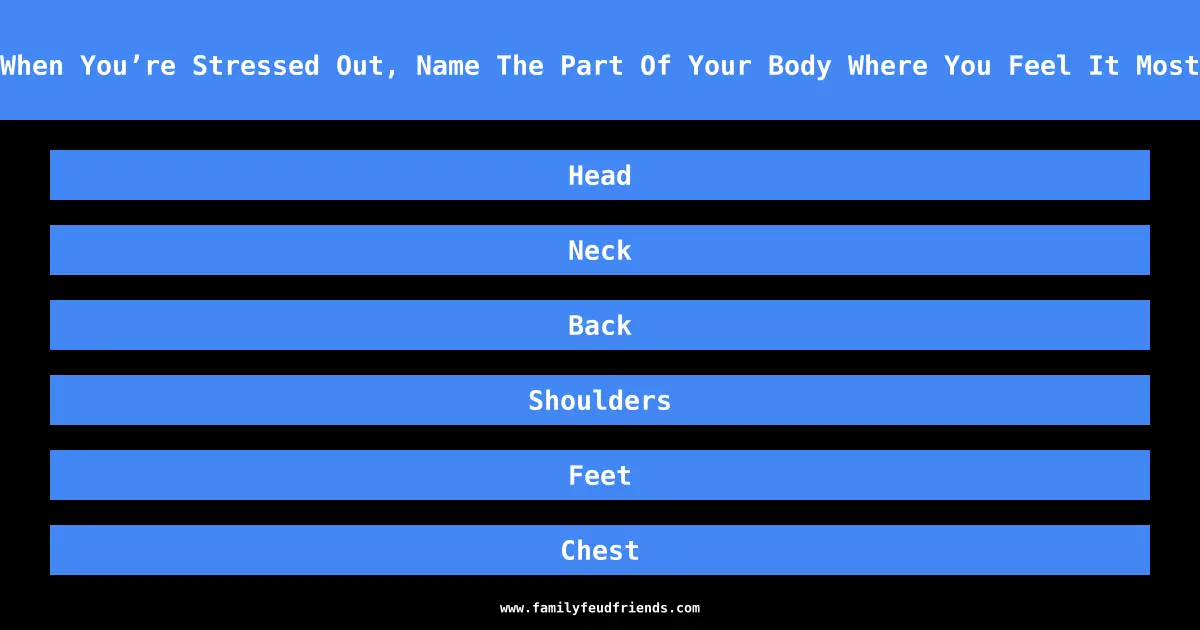When You’re Stressed Out, Name The Part Of Your Body Where You Feel It Most answer