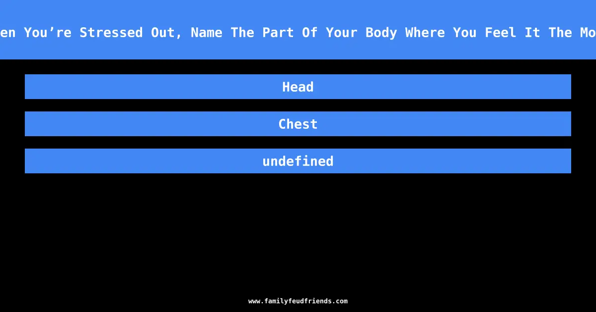 When You’re Stressed Out, Name The Part Of Your Body Where You Feel It The Most answer