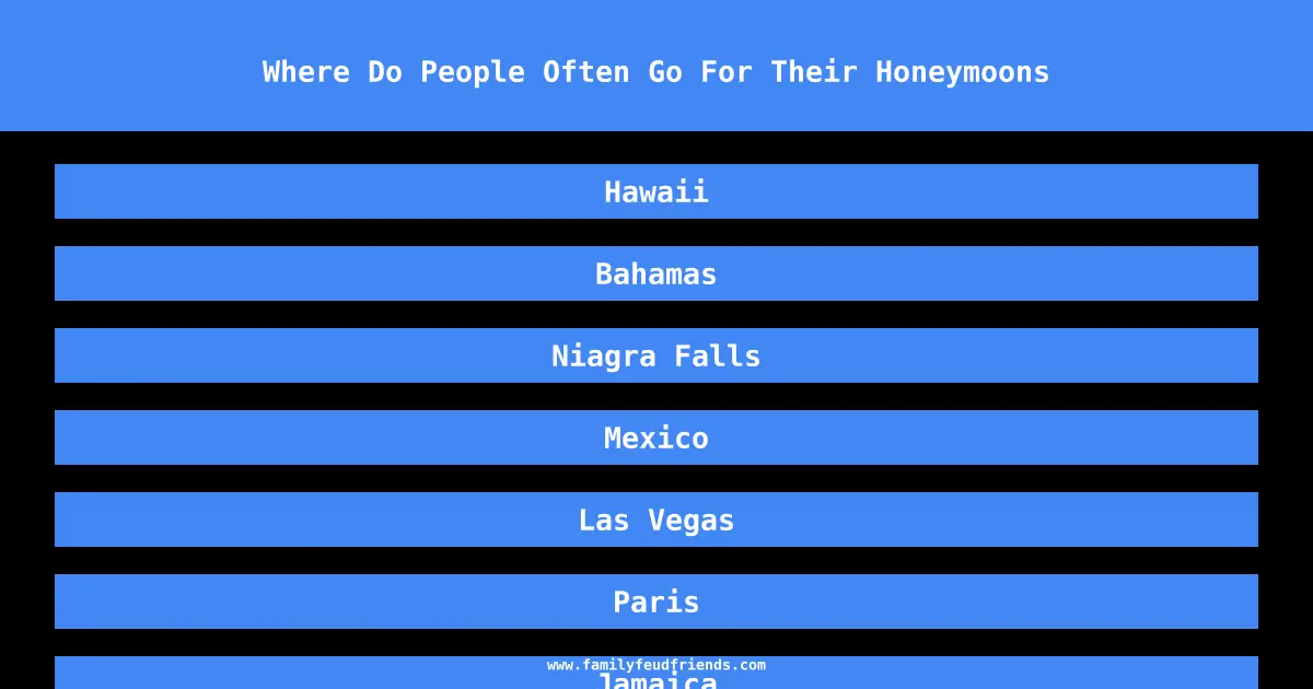 Where Do People Often Go For Their Honeymoons answer