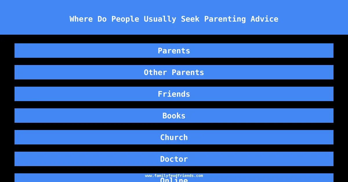 Where Do People Usually Seek Parenting Advice answer