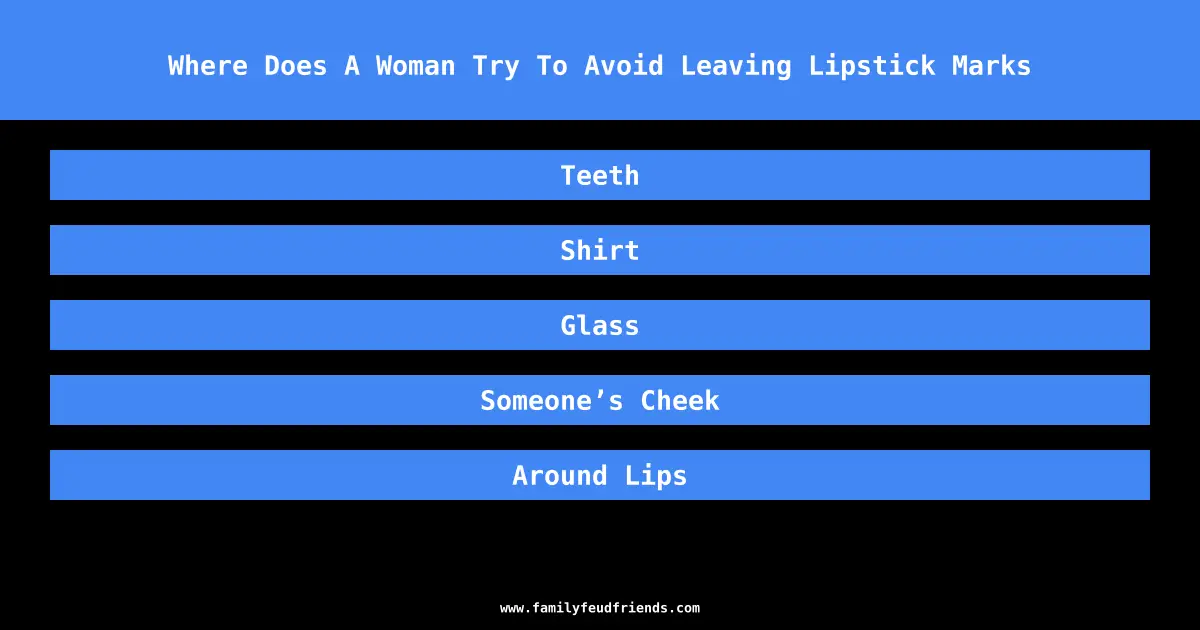 Where Does A Woman Try To Avoid Leaving Lipstick Marks answer