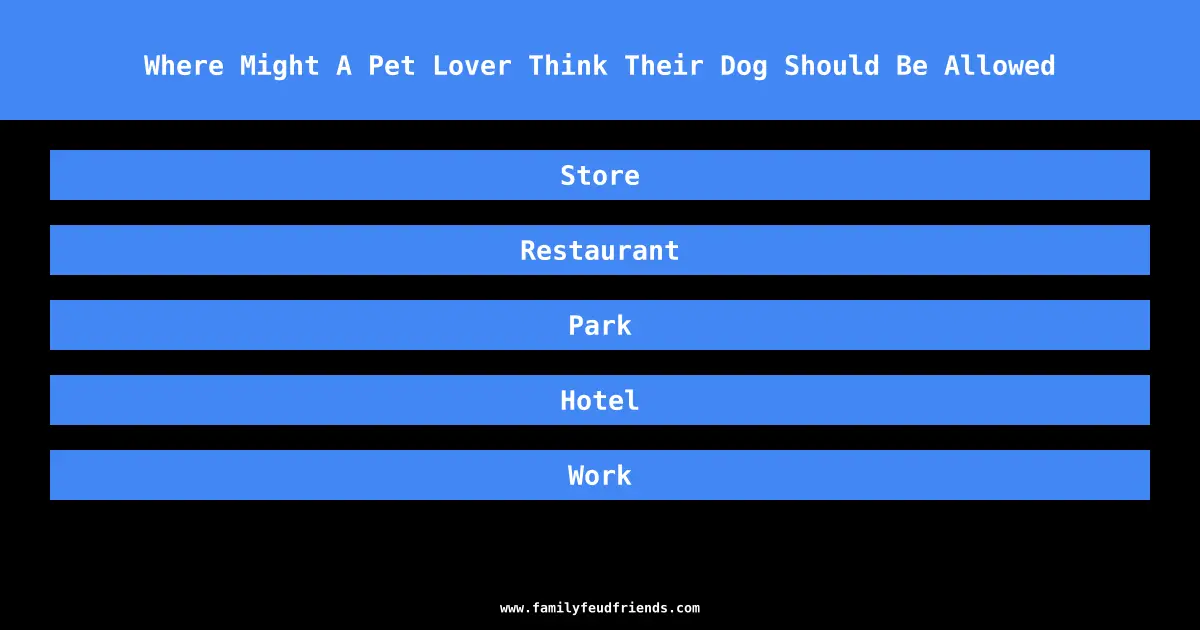 Where Might A Pet Lover Think Their Dog Should Be Allowed answer