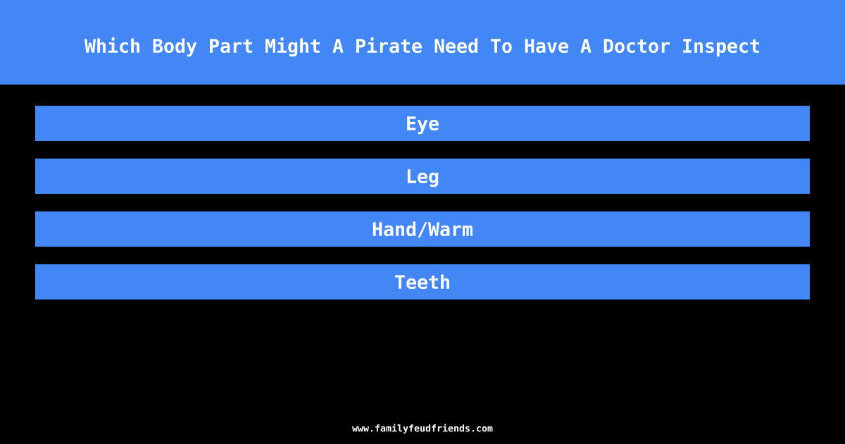 Which Body Part Might A Pirate Need To Have A Doctor Inspect answer