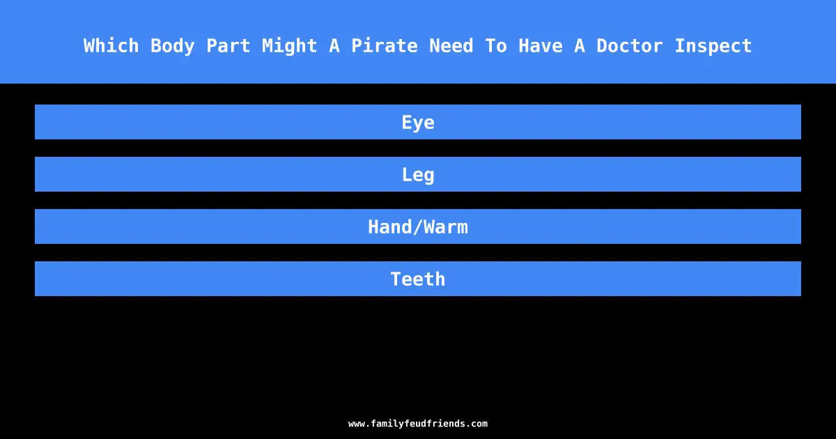 Which Body Part Might A Pirate Need To Have A Doctor Inspect answer