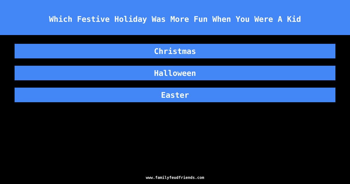 Which Festive Holiday Was More Fun When You Were A Kid answer