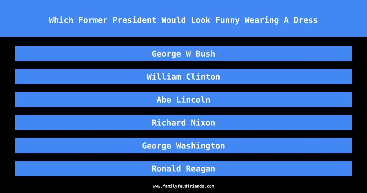 Which Former President Would Look Funny Wearing A Dress answer