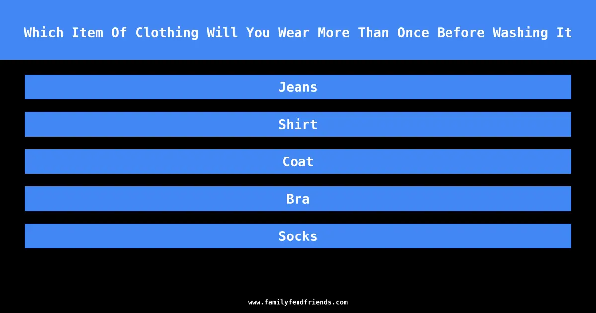 Which Item Of Clothing Will You Wear More Than Once Before Washing It answer