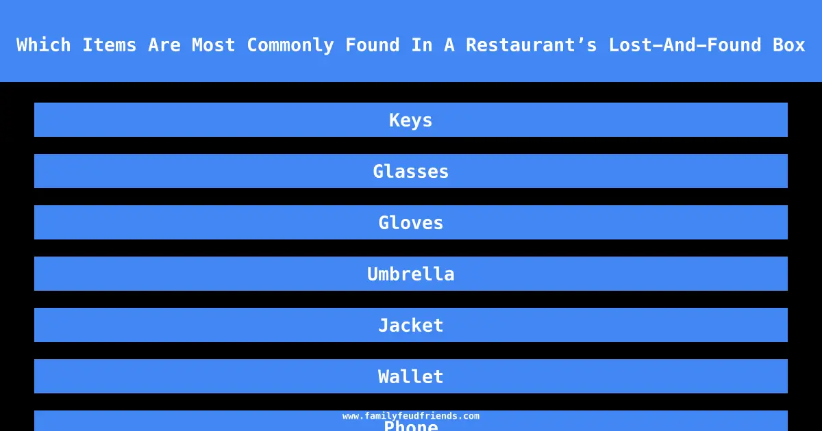 Which Items Are Most Commonly Found In A Restaurant’s Lost-And-Found Box answer