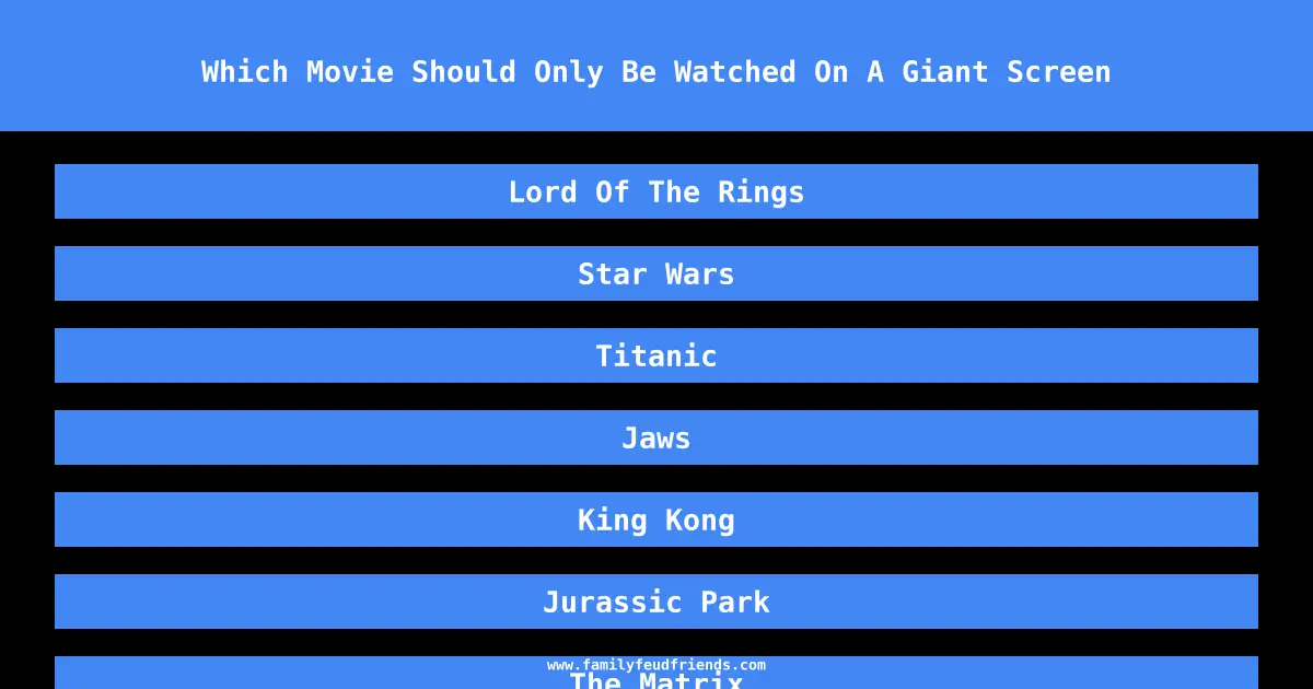 Which Movie Should Only Be Watched On A Giant Screen answer