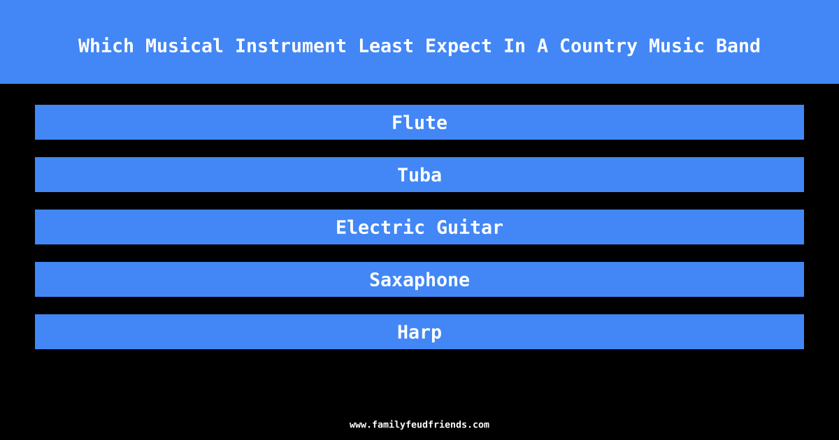 Which Musical Instrument Least Expect In A Country Music Band answer