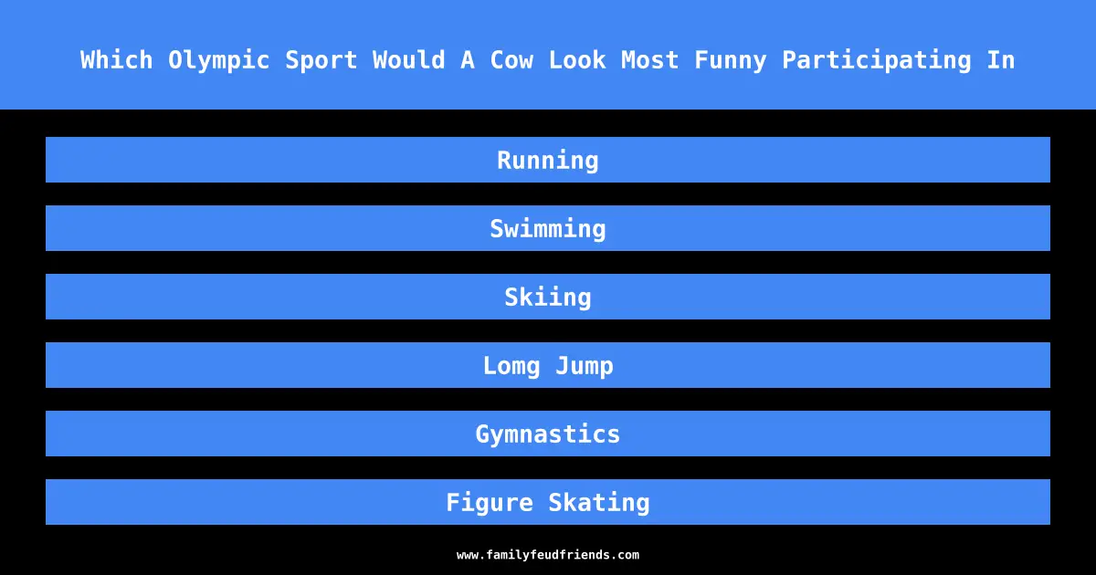 Which Olympic Sport Would A Cow Look Most Funny Participating In answer
