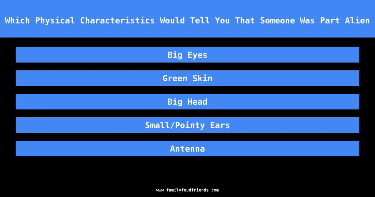 Which Physical Characteristics Would Tell You That Someone Was Part Alien answer